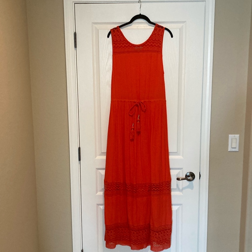 World Market Red Lace Maxi Dress, size S/M